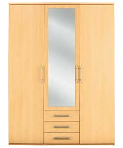 Vancouver 3 Door 3 Drawer Mirrored Robe - Beech