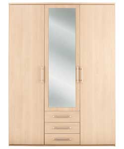 Vancouver 3 Door 3 Drawer Mirrored Robe - Maple