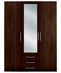 vancouver 3 Door 3 Drawer Mirrored Robe - Wenge