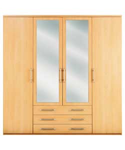 Vancouver 4 Door 3 Drawer Wardrobe - Beech