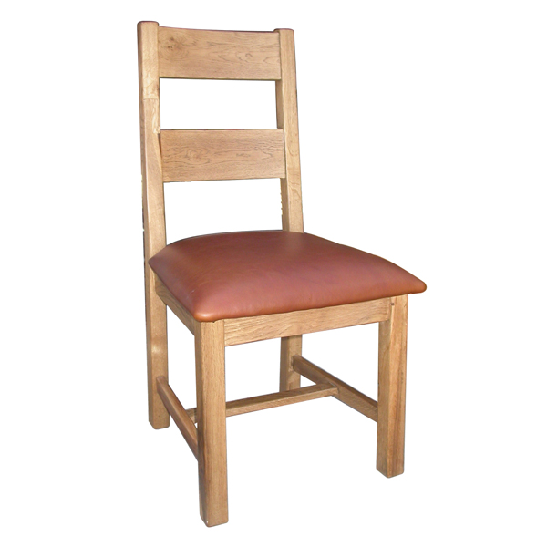 Dining Chair with Tan Leather Seat