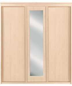 Mirrored 3 Sliding Door Wardrobe - Maple