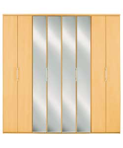 vancouver Mirrored 4 Bi-Fold Door Robe - Beech
