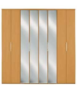 Vancouver Mirrored 4 Bi-Fold Door Robe - Pine