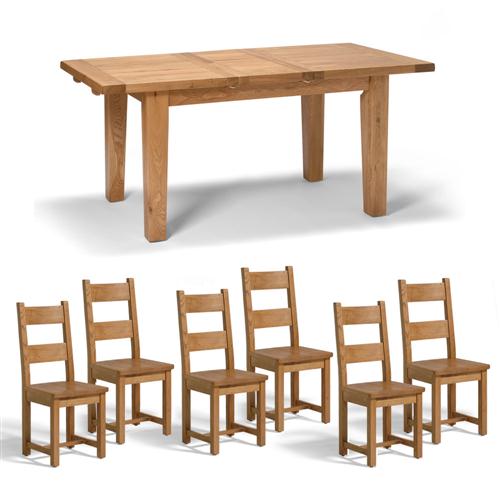 Vancouver Oak Dining Set with 6 Wooden Chairs