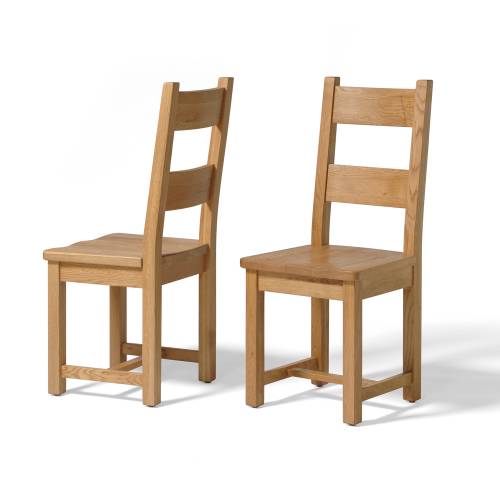 Vancouver Oak Furniture Vancouver Oak Wooden Seat Dining Chairs x2