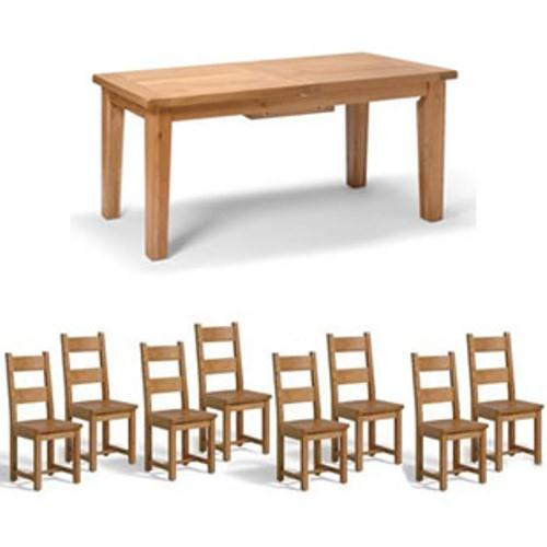 Vancouver Oak Large Dining Set with 8 Wooden