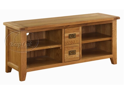 Vancouver Oak TV Unit with 4 Shelves and 2 Drawers