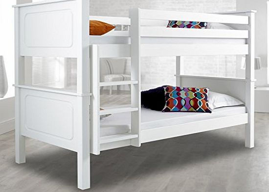 Vancouver White Bunk Bed Vancouver PINEWOOD White Bunk Bed, Two Sleeper, Quality Solid Pine Wood BUNK BED with 2 ORTHOPAEDIC MATTRESSES