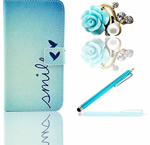 Vandot 3 in1 Accessory Set Phone Case For Smartphone Apple iPhone 4 4S Wallet PU Leather Cover Sky Blue Hea