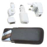 VanguardTech with full warranty apple iphone 3g travel accessory pack with leather slip case, usb cable, home charger and car charger