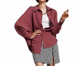 Vanillachocolate Dark red batwing sleeve blouse