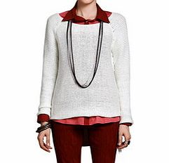 White knitted tasseled jumper