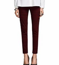 Vanillachocolate Wine cotton blend houndstooth trousers