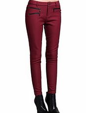 Wine skinny pencil trousers