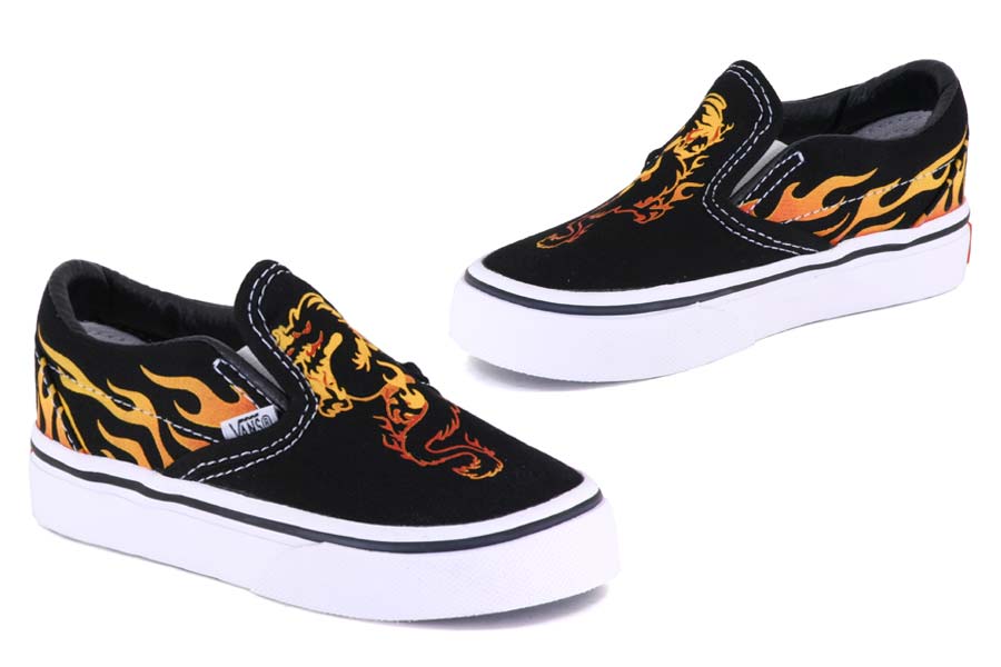 - Classic Slip On - Kids - Dragon Flame Black