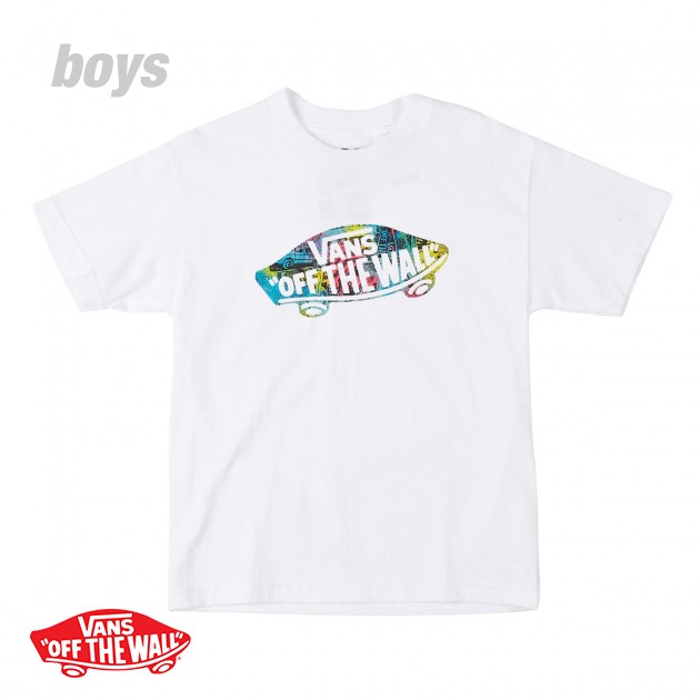 Boys Vans Stickered Up T-Shirt - White