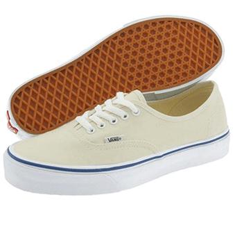 No leather materials used in construction. Canvas, lace up deck shoe with Vans
