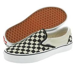 Vans Ladies Classic Slip On Shoes -Black/White Ck