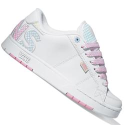 vans Ladies Lynzie Skate Shoes - White/Multi Check