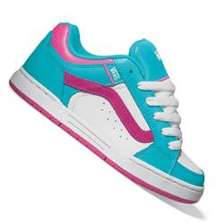 vans Ladies Pomona Skate Shoes - White/Blue/Pink