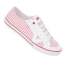 vans Ladies Tory Shoes - (Seersucker) White/Red
