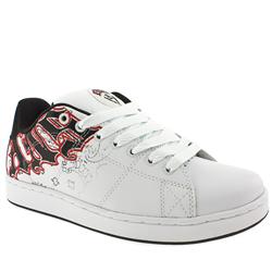Male Terminus Leather Upper Fashion Trainers in White and Black