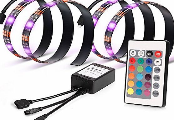 Vansky TV Backlight for HDTV 2 LED Strips Lights, Multi Color RGB Home Theater Bias Lighting Kit With Remote Control for Flat Screen TV Accessories, Desktop PC (Reduce eye fatigue and increase image
