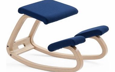 Variable Balans Original Kneeling Chair, Natural Laquered Wood, Blue