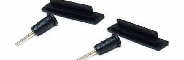 VB iPhone/iPod Charger Anti Dust Cap Protectors amp; Earphone Dust Plugs (2x Sets) (Black)