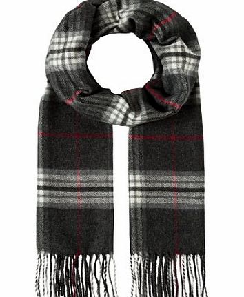 VB Scarf, classic - checked - fringed, cashmere like,anthracite
