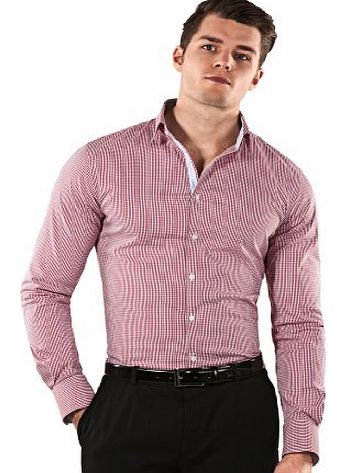 VB Shirt, body-fit (stretch, particularly cut to emphasize the figure), checked,39/40 cm - 15.75``,wine-red