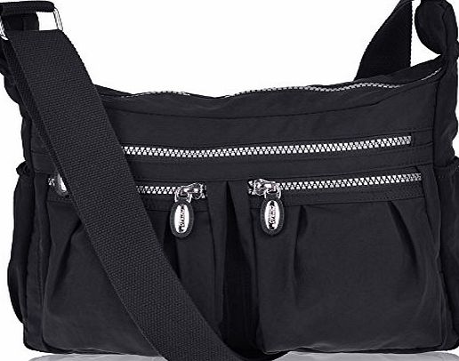 VBIGER  Multi Pocket Casual Handbag Travel Bag Messenger Cross Body Bag (Black)