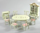 Beautiful dining room for dolls houses handmade 9 pieces 1:12