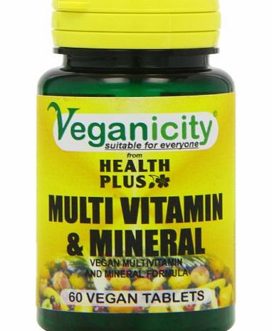 Veganicity Multi Vitamin Plus Mineral General Health and WellBeing Supplement 60 Tablets
