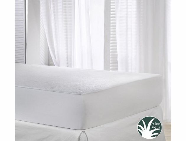 Velfont Terry Towelling Waterproof and Breathable Aloe Vera Mattress Protector - Fitted, King Size (150x190/200cm)