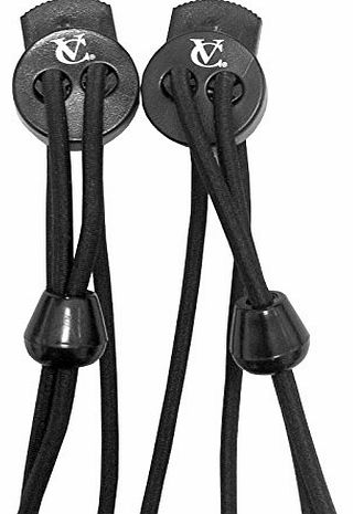 VeloChampion Elastic Lock Laces - Black with Fastener for Running Shoes, Trainers, Triathlon