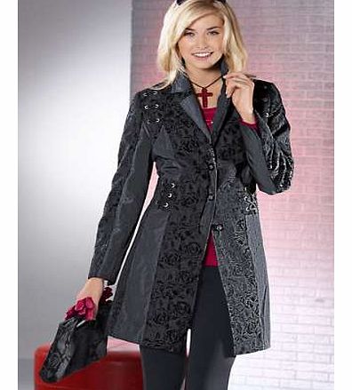 Velvet Panel Mid Length Jacket