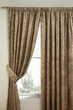SCROLL PAIR OF LINED CURTAINS   TIE-BACKS