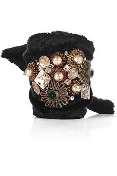 Vera Wang Embellished Velvet Cuff