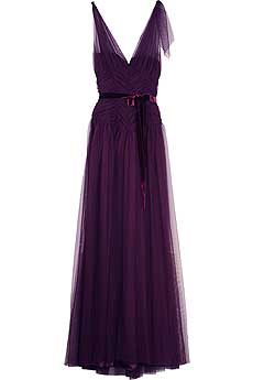 Vera Wang Lavender Gathered Tulle Gown