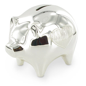 Wang Silver Plated Baby Piggy Bank