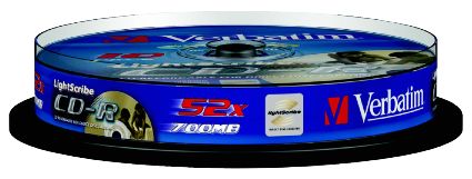 Verbatim 10 Pack Lightscribe 700mb CD-R 52x