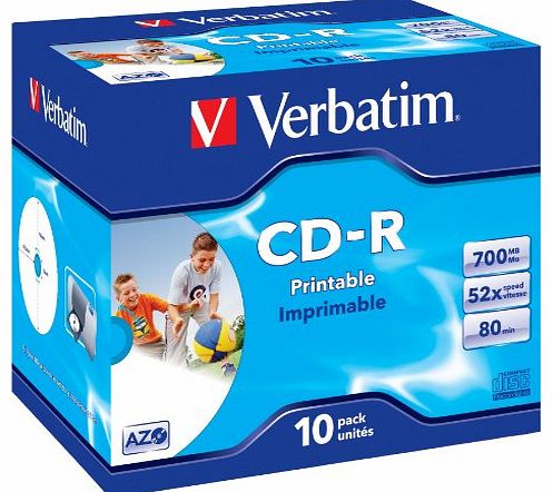 Verbatim 43325 AZO 52x Printable CD-R - Jewel Cased 10 Pack