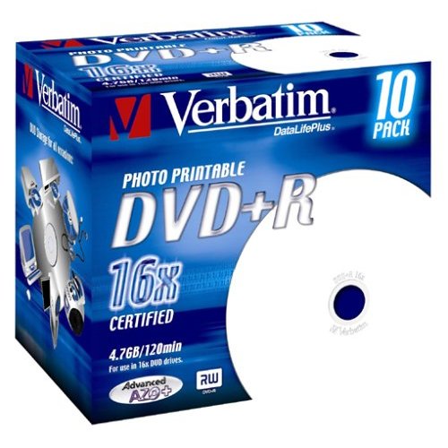 Verbatim 43508 DVD R 4.7GB 16x Wide Ink Jet