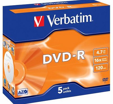 Verbatim 43519 4.7GB 16x DVD-R Jewel Case - Matt Silver (Pack of 5)