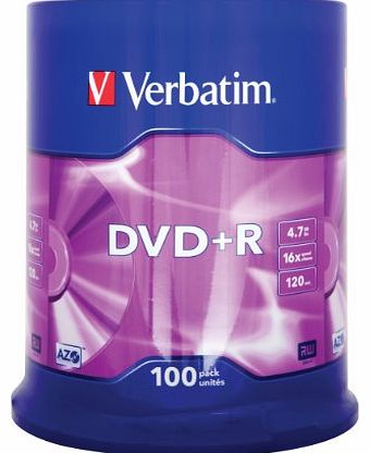 Verbatim 43551 4.7GB 16x DVD R Matt Silver 100 Pack Spindle