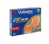 VERBATIM CD-RW 700MB Color DatalifePlus Slim case certified 4X Pack of 5 CDs