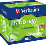 Verbatim CD-RW 8-12x 10 Pack ( VB CDRW 10pk JC 12x )