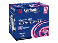 Verbatim DVD-R 8X Speed - Photo Printable - Jewel Cased In 10 Packs